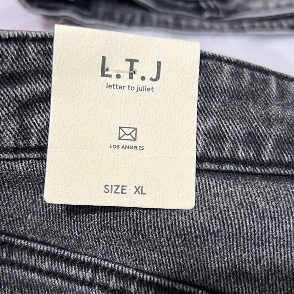 Anthropologie LTJ Letter to Juliet Acid Black cut off jean shorts NWT size xl - Picture 9 of 11
